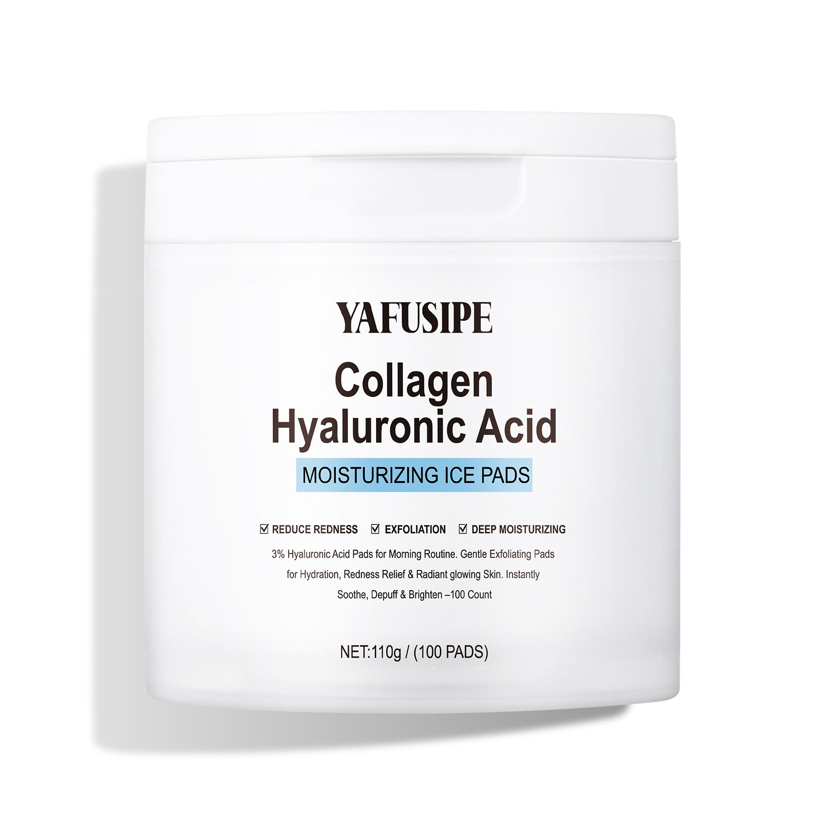 3% Hyaluronic Acid Collagen Peptide Toner Pad, Hyaluronic Acid Toners Facial Pads Jelly Pad for Face Hydrating Facial Treatment Toner Cotton Wipe for Women Smoothing All Skin Types 100 Pads