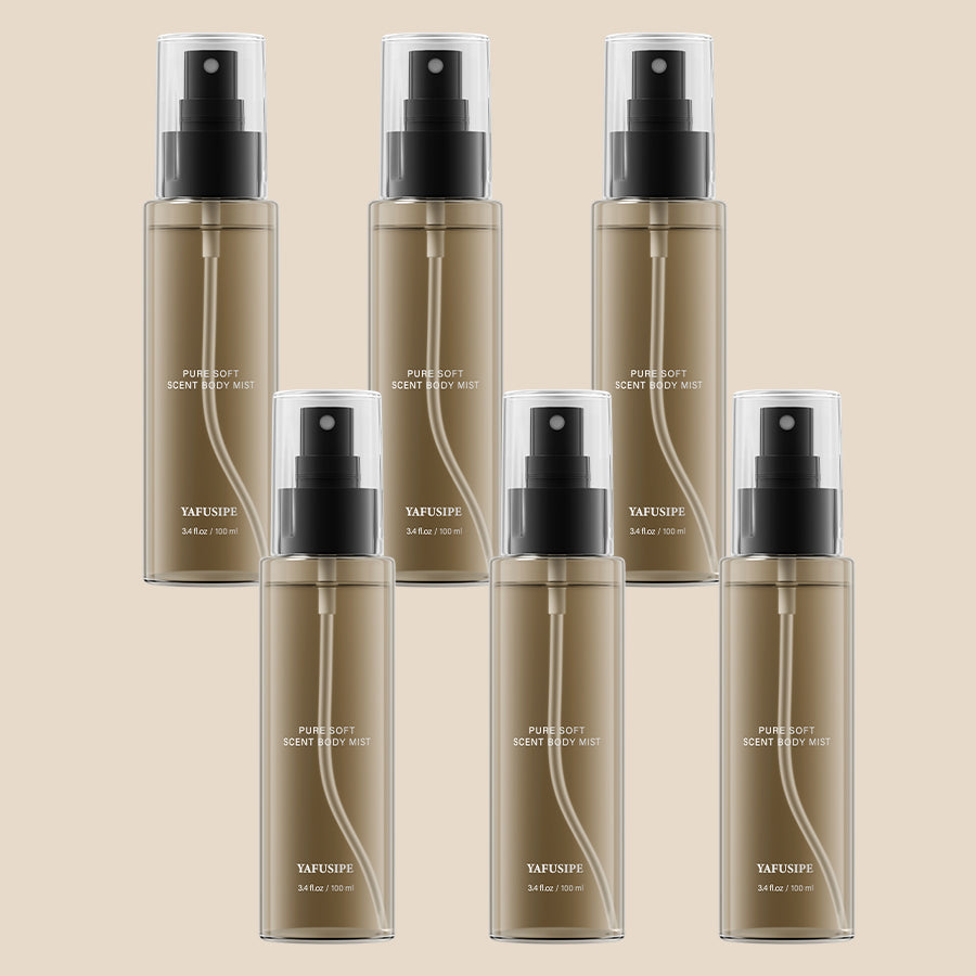 YAFUSIPE Skincare Body Mist Gift Set for Women & Men (6 x 3.4 fl oz / 100ml) – Long Lasting Refreshing Fragrance Body Spray Discovery Kit with 6 Signature Scents for Body, Hair, Clothes & Daily Wear