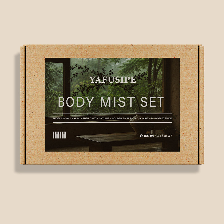 YAFUSIPE Skincare Body Mist Gift Set for Women & Men (6 x 3.4 fl oz / 100ml) – Long Lasting Refreshing Fragrance Body Spray Discovery Kit with 6 Signature Scents for Body, Hair, Clothes & Daily Wear