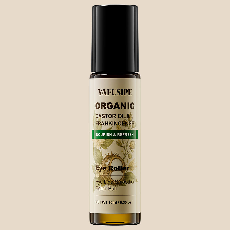 YAFUSIPE Organic Castor Oil and Frankincense Eye Roller 10 ml | Pre-Diluted Essential Oil Blend Roller for Skin, Face, Lashes, Brows, and Fine Lines
