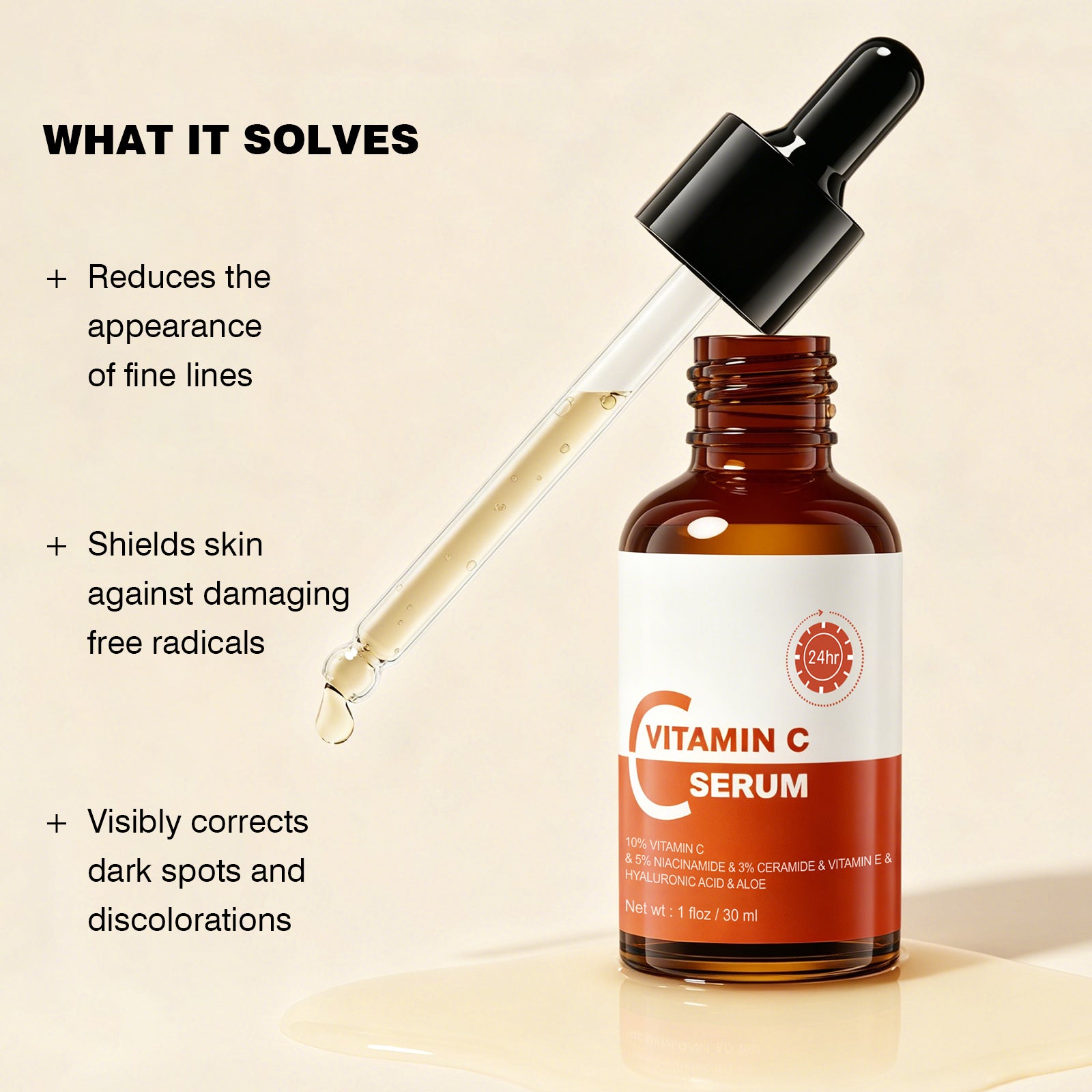 YAFUSIPE Skincare Vitamin C Serum - Skin Care for Dark Spots, Vitamin C Serum for Face with Hyaluronic Acid& Vit E - Anti Aging and Skin Brightening Vit C Formula for Face Care 1 Fl Oz
