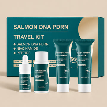YAFUSIPE PDRN Travel Skin Care Set: Anti-Aging Salmon DNA Kit with Cleansing Oil, Facial Cleanser, PDRN Serum & Cream | Travel Essentials for Women with Aging Skin