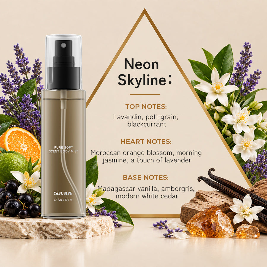 YAFUSIPE Skincare Body Mist Gift Set for Women & Men (6 x 3.4 fl oz / 100ml) – Long Lasting Refreshing Fragrance Body Spray Discovery Kit with 6 Signature Scents for Body, Hair, Clothes & Daily Wear