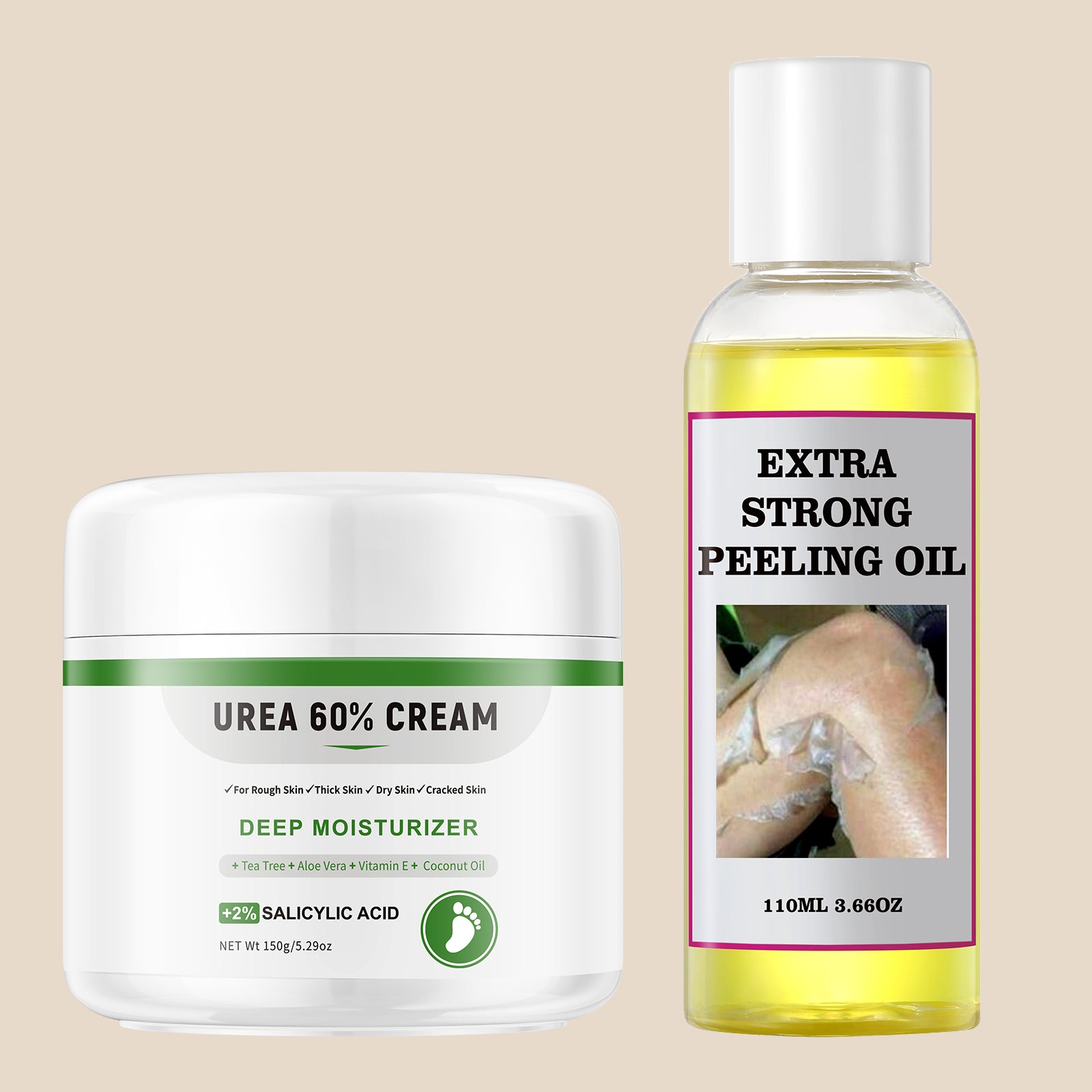 YAFUSIPE Urea Cream 60 Percent For Feet Maximum Strength Plus Salicylic Acid 2%, Tea Tree Foot Lotion For Dry Feet, Foot Cream Intensive Repair Foot Moisturizer 5.29oz