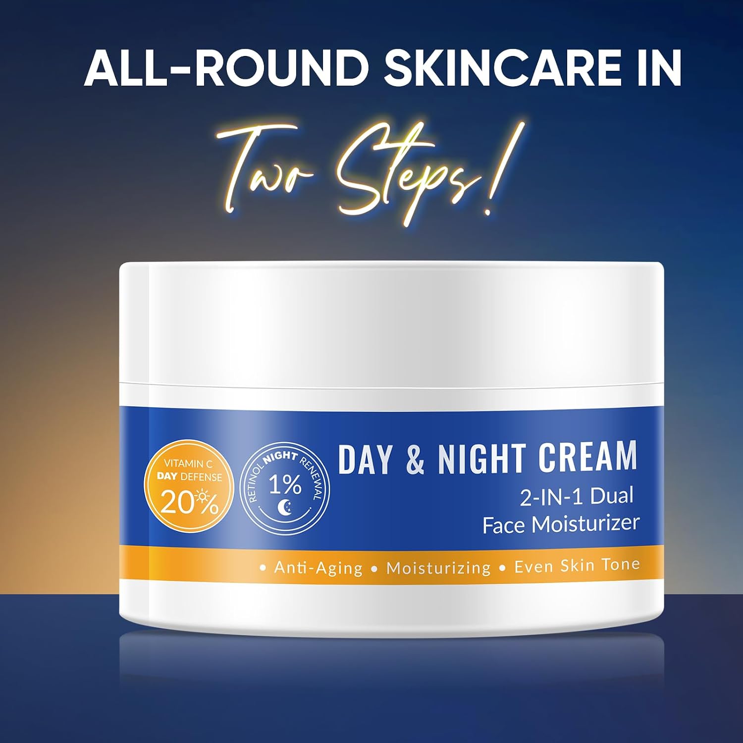 YAFUSIPE 20% Vitamin C Cream and 1% Retinol Cream for Face, 1.76OZ Day & 1.76OZ Night Facial Moisturizer Daily Face Moisturizer for Women Men