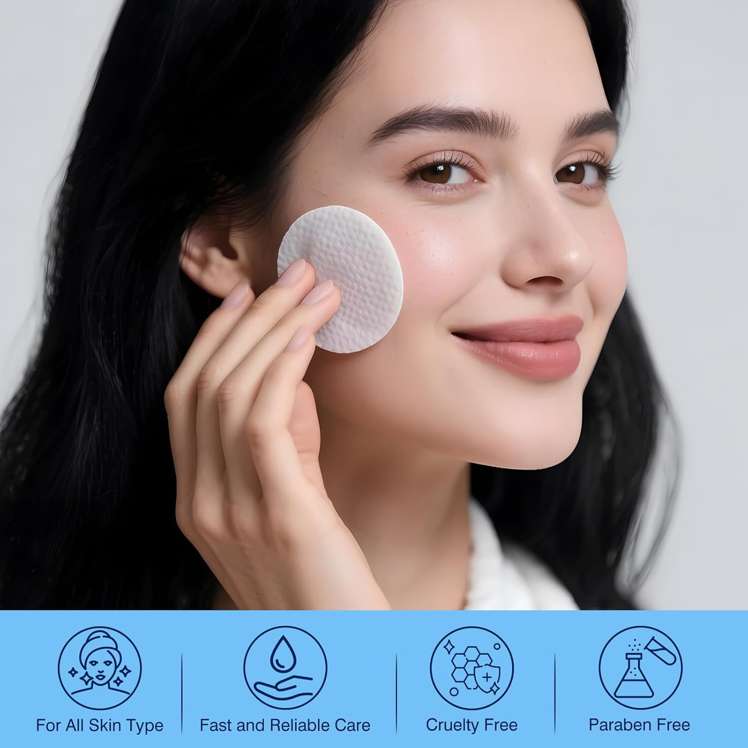 3% Hyaluronic Acid Collagen Peptide Toner Pad, Hyaluronic Acid Toners Facial Pads Jelly Pad for Face Hydrating Facial Treatment Toner Cotton Wipe for Women Smoothing All Skin Types 100 Pads