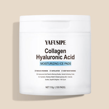 YAFUSIPE  3% Hyaluronic Acid Collagen Peptide Toner Pad, Hyaluronic Acid Toners Facial Pads Jelly Pad for Face Hydrating Facial Treatment Toner Cotton Wipe for Women Smoothing All Skin Types 100 Pads