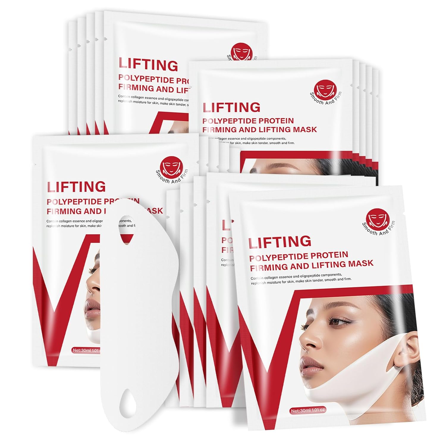 YAFUSIPE V Line Face Lifting Mask  Polypeptide & Collagen Slimming Mask for Jawline Lifting and Chin Tightening (10 Pack)