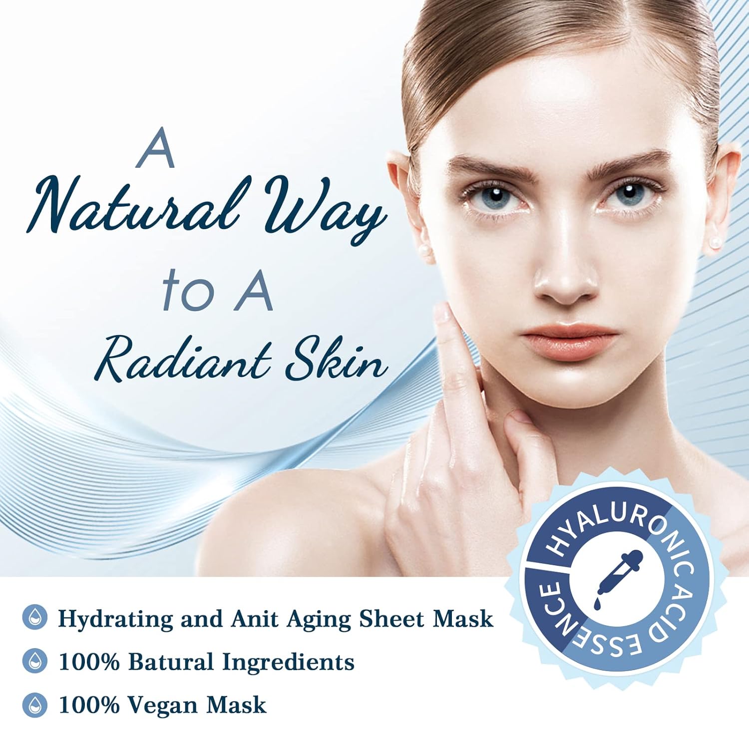 Face Mask Skin Care Hydrating Anti Aging Facial Mask Hyaluronic Acid Sheet Pack Deep Moisturizing Hydration Facemask Sheets for Women SkinCare Beauty Smoothing Rejuvenating Growing Gifts10 Sheets