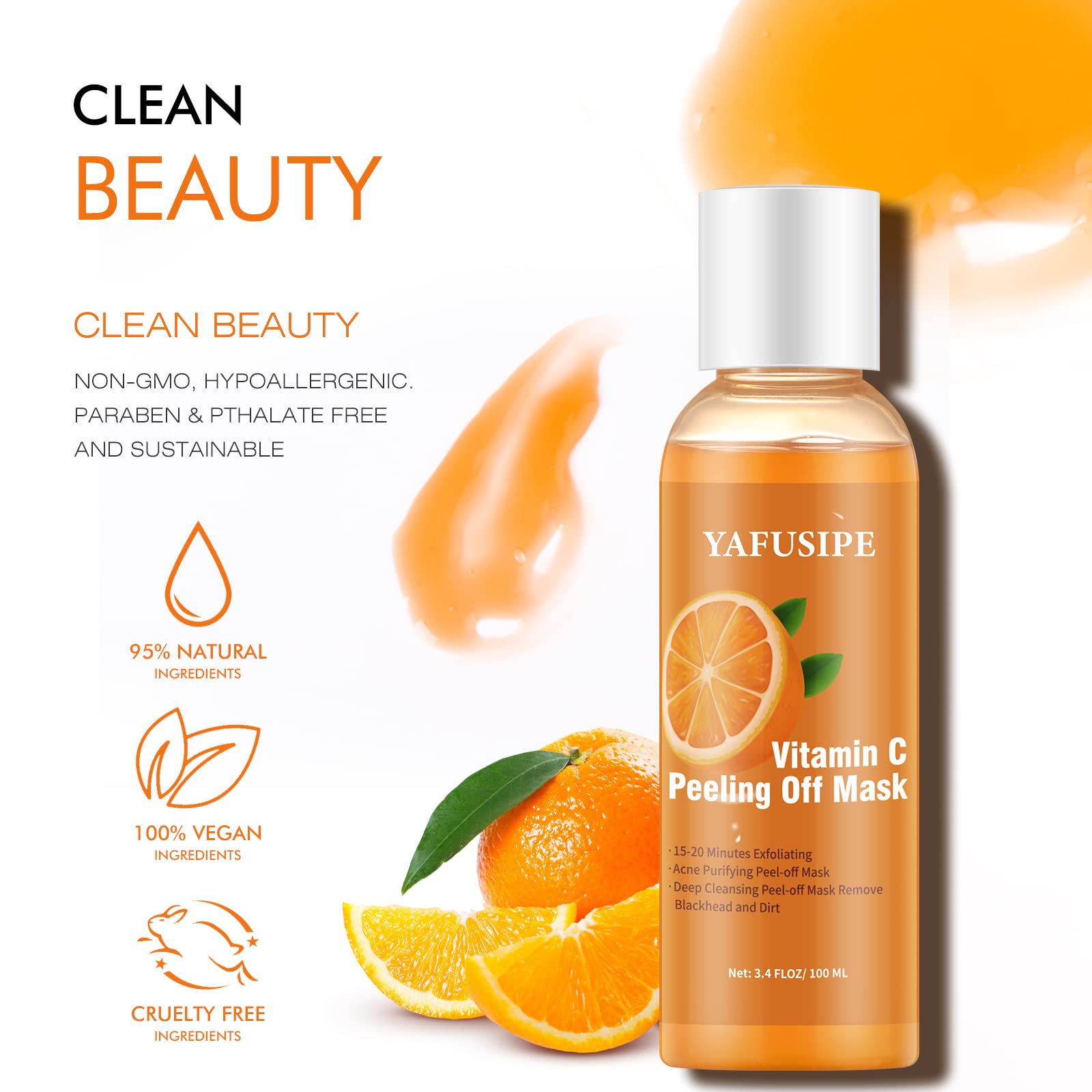 Peel Off Face Mask Blackhead Whiteheads Remover Masks Activated Charcoal Black Mask Purifying Peeling Facial Mask for Nose Pores Removal Cleansing Acne with Brush and Pimple Extractor Tools