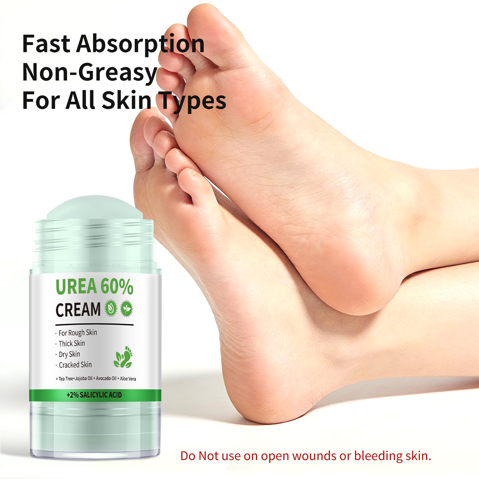 60% Urea Cream Stick plus 2% Salicylic Acid,Foot Callus Remover - Urea Cream 60% for Feet Cracked Skin, Dry Cracked Feet & Hands Moisturizer, Foot Care Balm 1.4oz