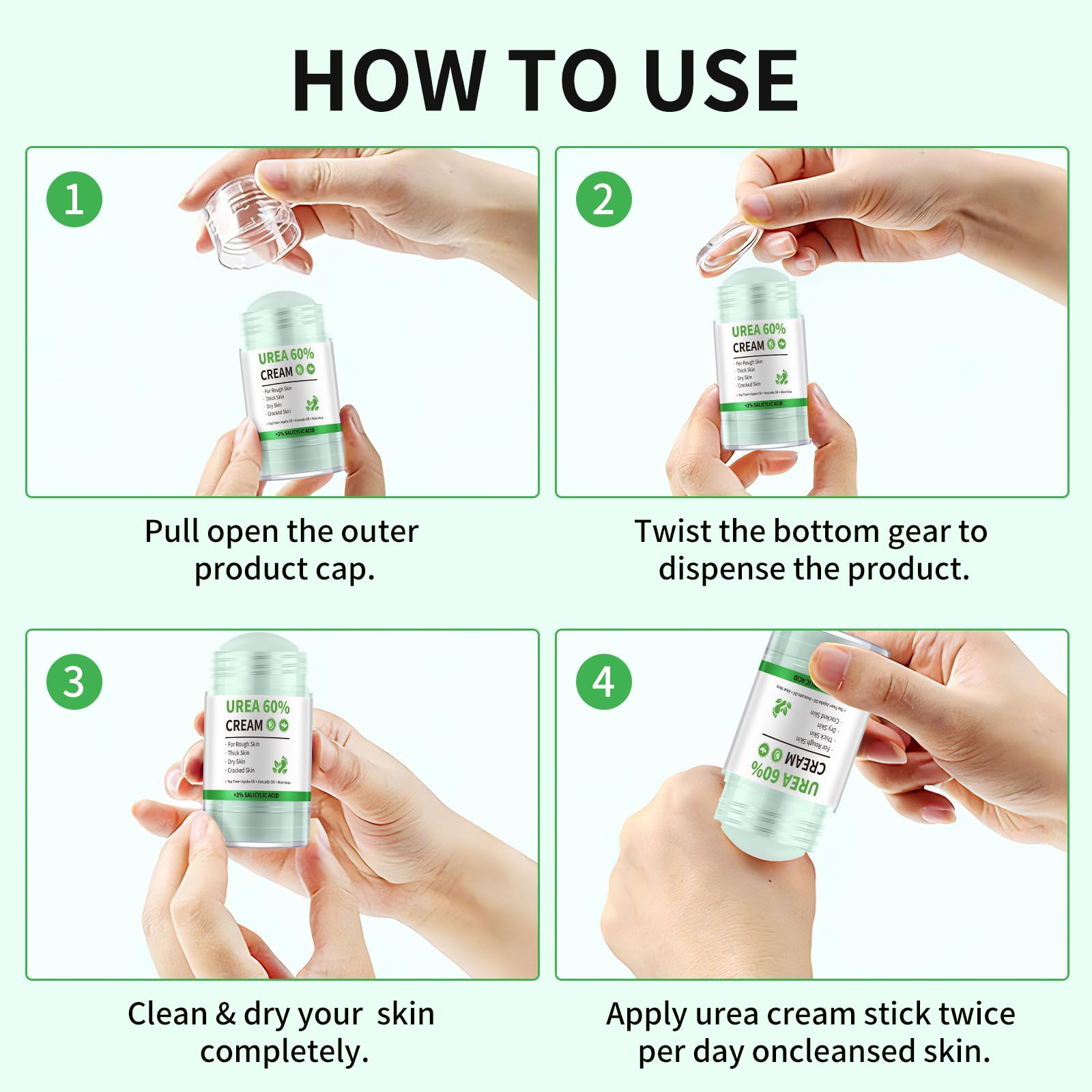 60% Urea Cream Stick plus 2% Salicylic Acid,Foot Callus Remover - Urea Cream 60% for Feet Cracked Skin, Dry Cracked Feet & Hands Moisturizer, Foot Care Balm 1.4oz